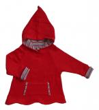 Dívčí fleece bundička s kapucí - ČERVENÁ