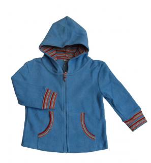 Fleece bundička s kapucí - ŠEDOMODRÁ
