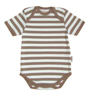 Pruhované body s kr.rukávem - HNĚDÉ