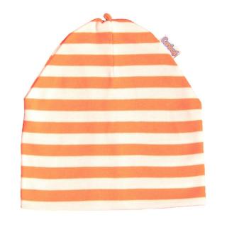 Pruhovaná kojenecká čepička - ORANŽOVÁ